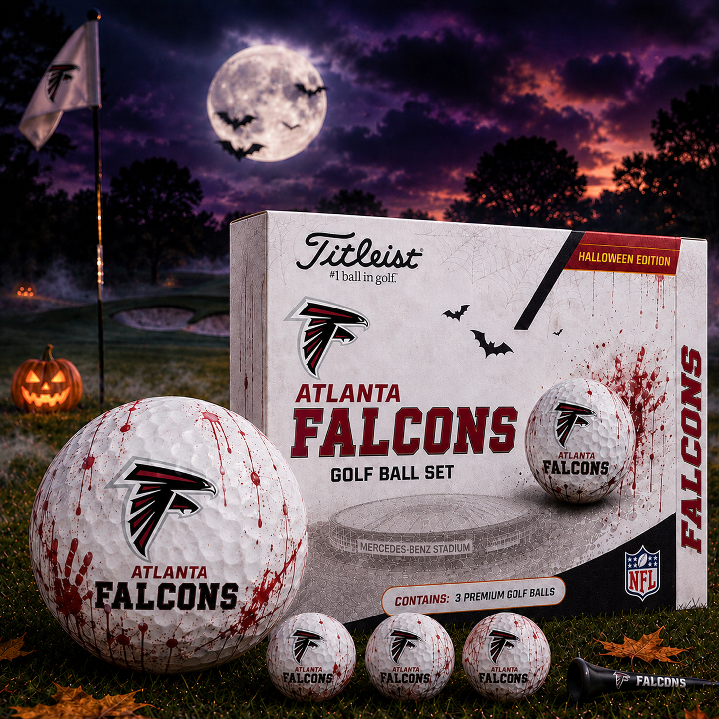 ATL x NFL Halloween Edition Golf Ball Set 3 Premium Golf Balls