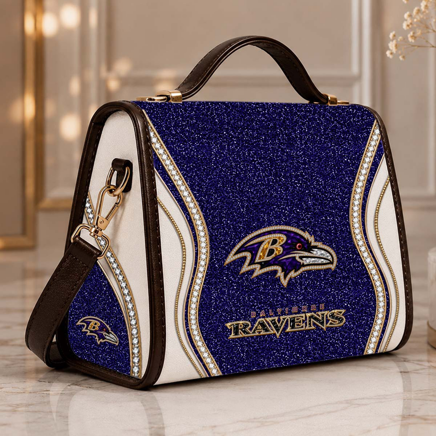 BAL x NFL Glitter Leather Handbag