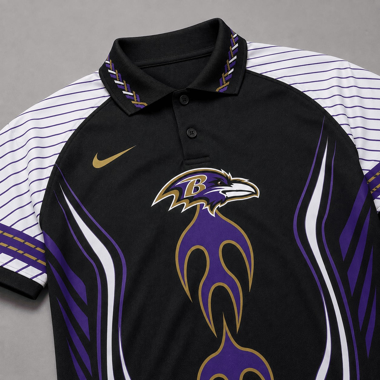 BR Premium NFL Flame Stripe Athletic Polo Shirt
