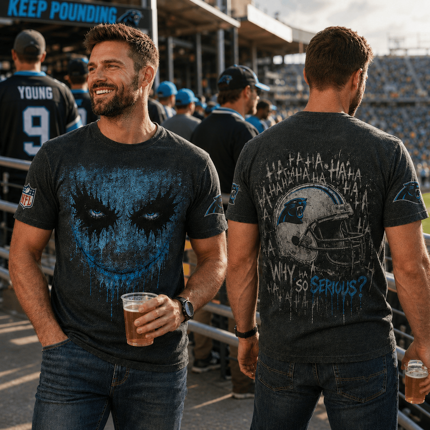 CAR x NFL Premium Joker 3D T-Shirt For Football Fans Loving Dark Aesthetic