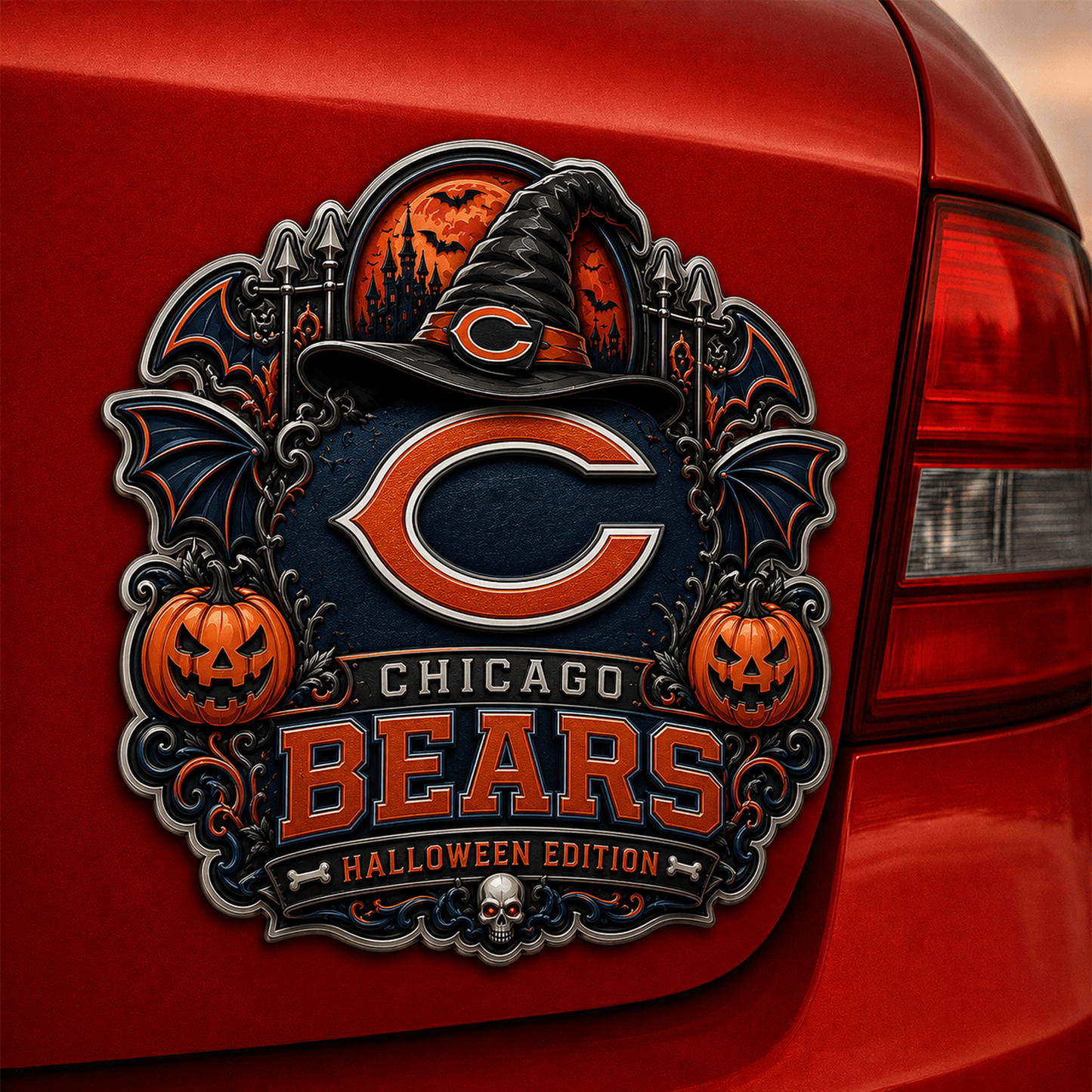 CHI x NFL Halloween Edition Car Namge Badge