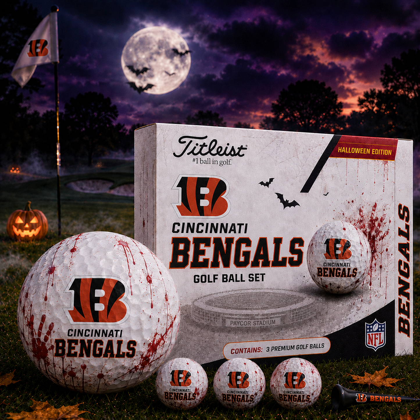 CIN x NFL Halloween Edition Golf Ball Set 3 Premium Golf Balls