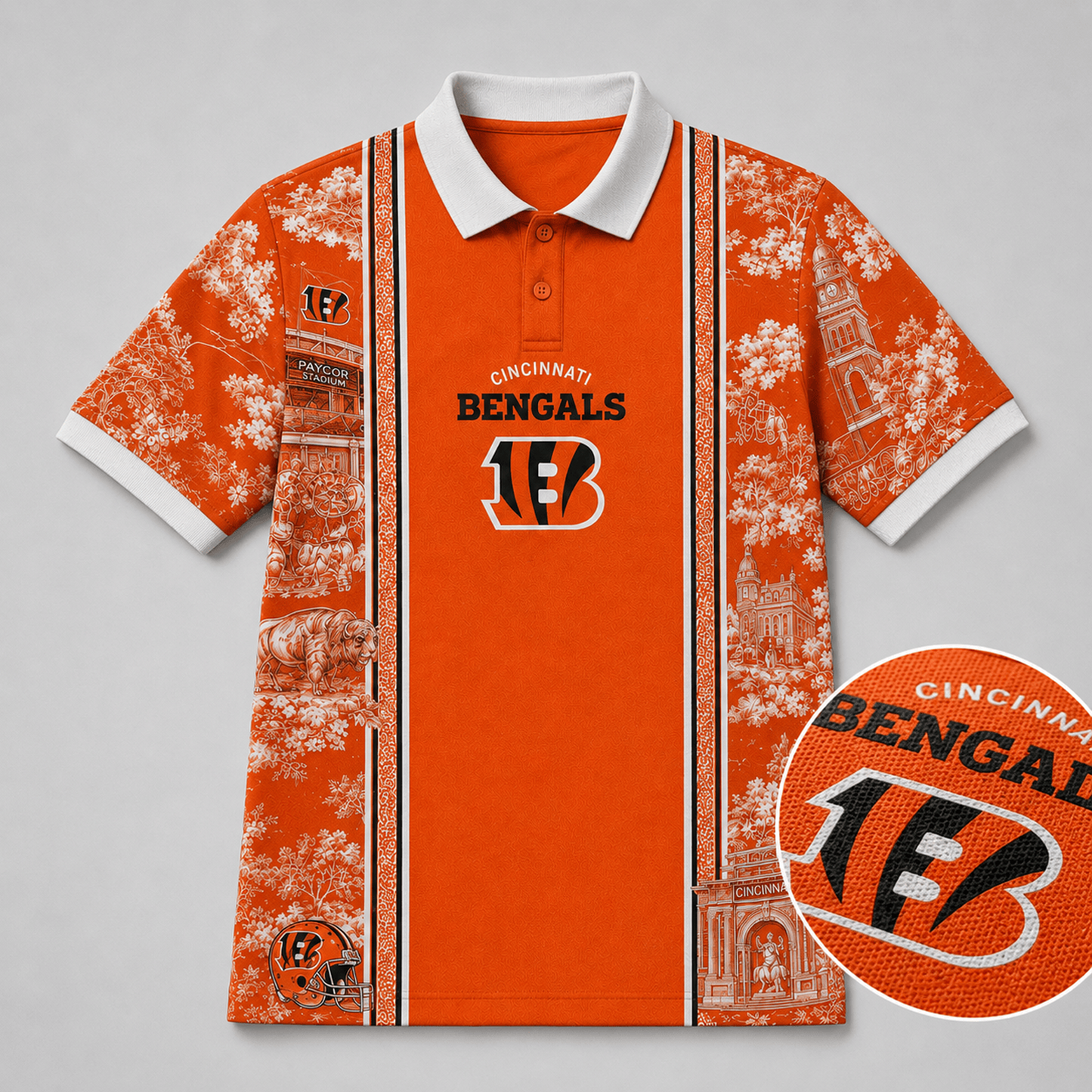 CIN x NFL Heritage Cityscape Polo Shirt for Loyal Fans