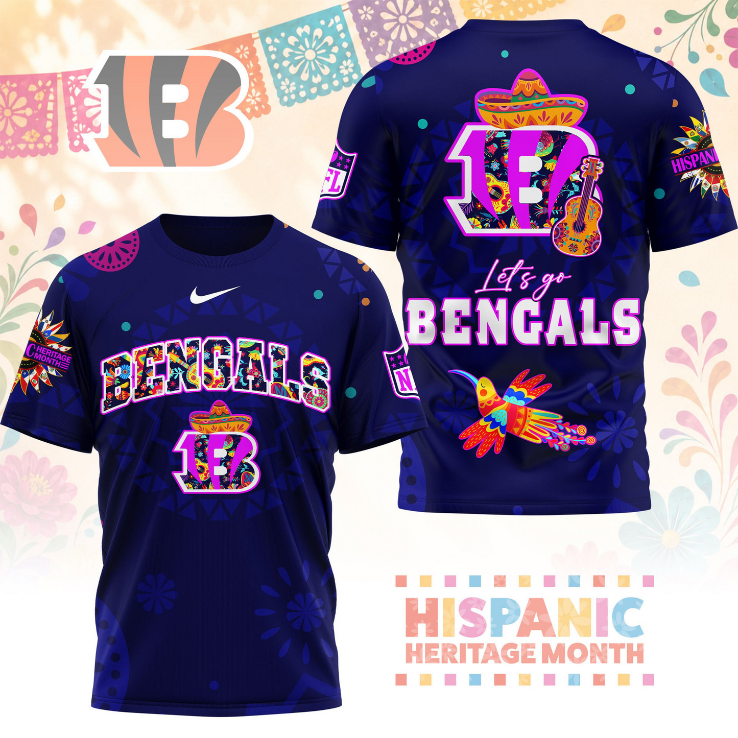 CIN x NFL Hispanic Heritage Fiesta 3D Shirt 2007