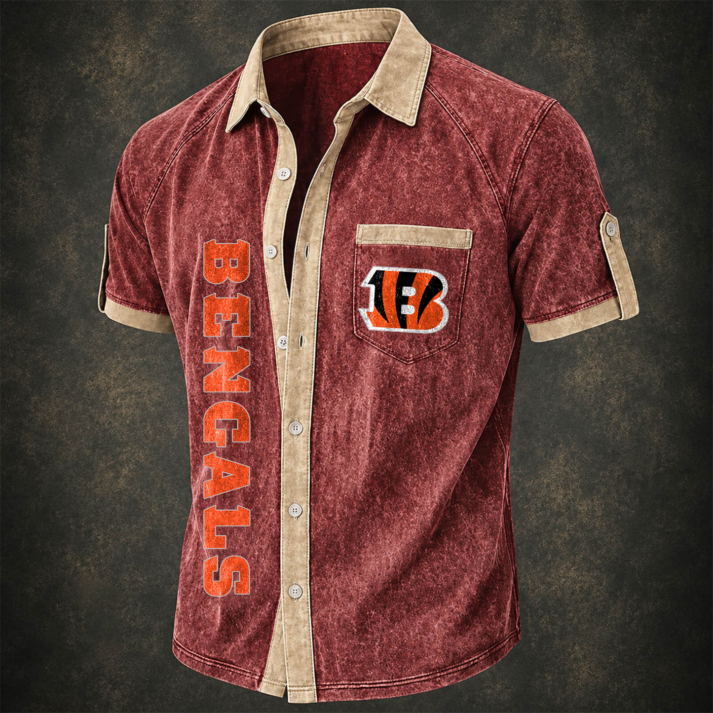 CIN x NFL Short-Sleeve Button-Up Sports Shirt
