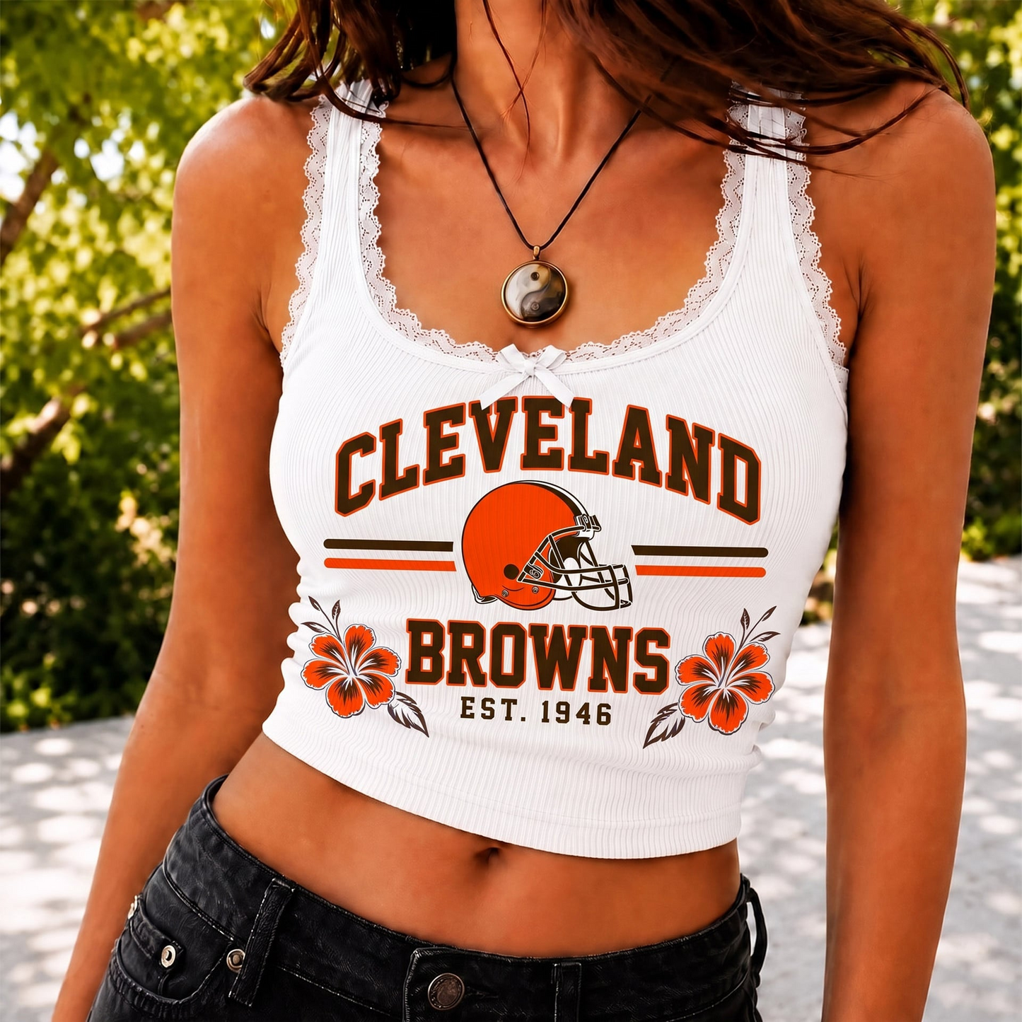 CLE x NFL Game Day Lace Tank Top Shirt