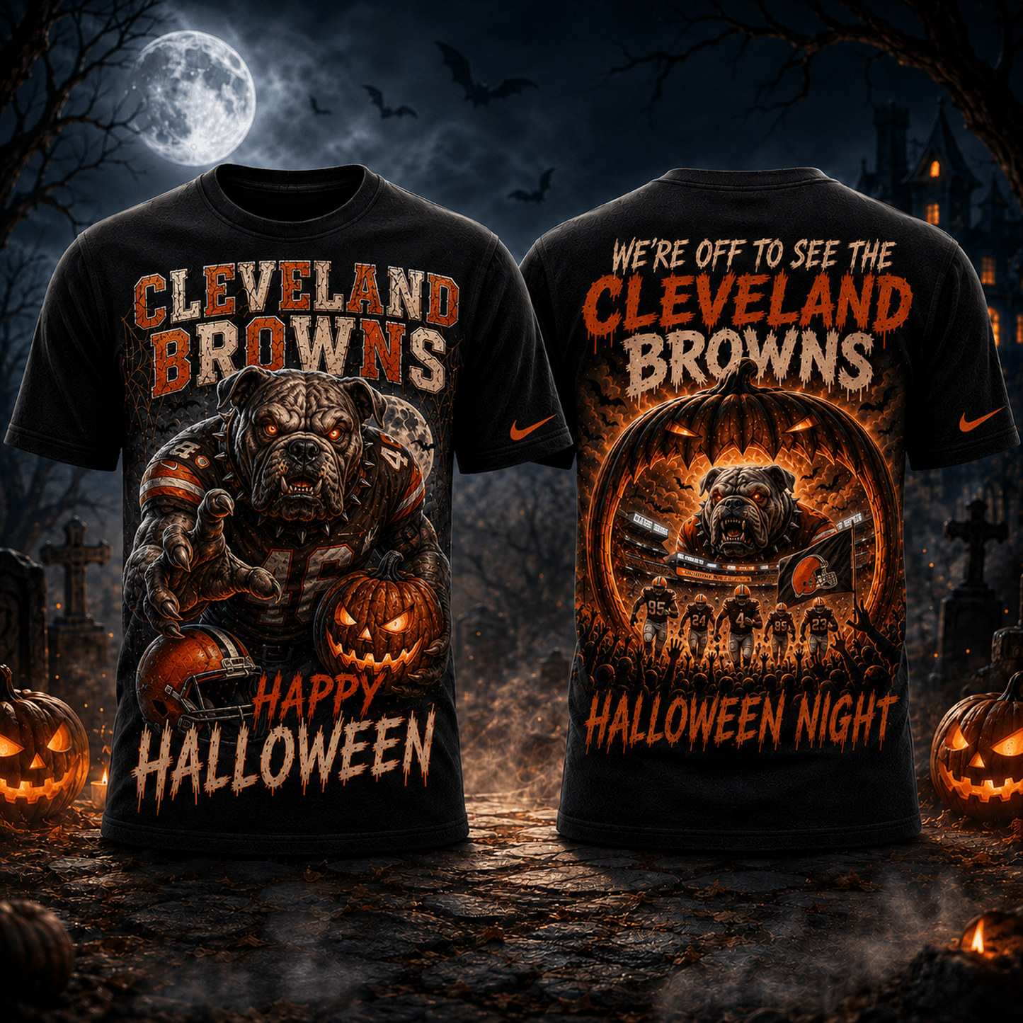 CLE x NFL Halloween Game Day 3D Shirt