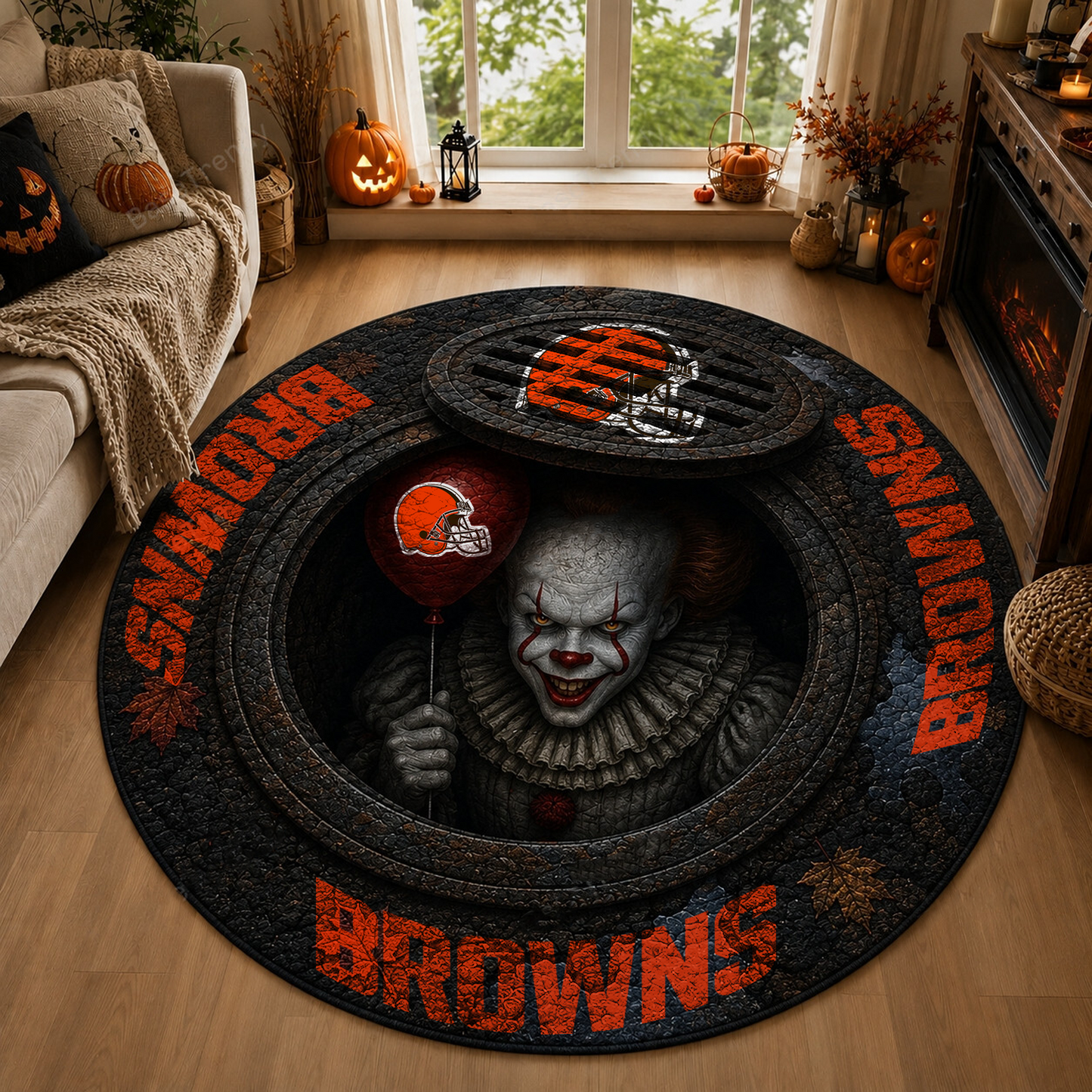 CLE x NFL Halloween IT Rug