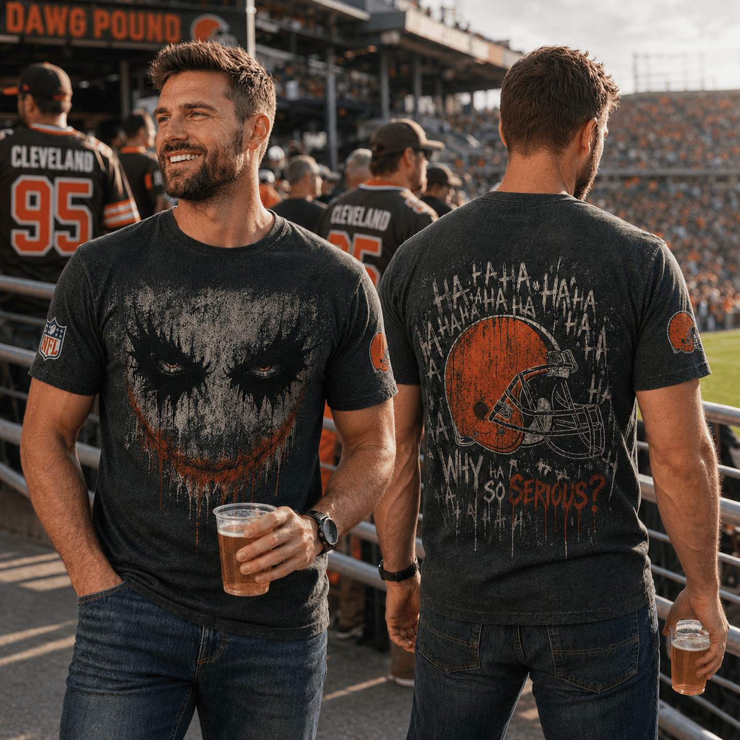 CLE x NFL Premium Joker 3D T-Shirt For Football Fans Loving Dark Aesthetic