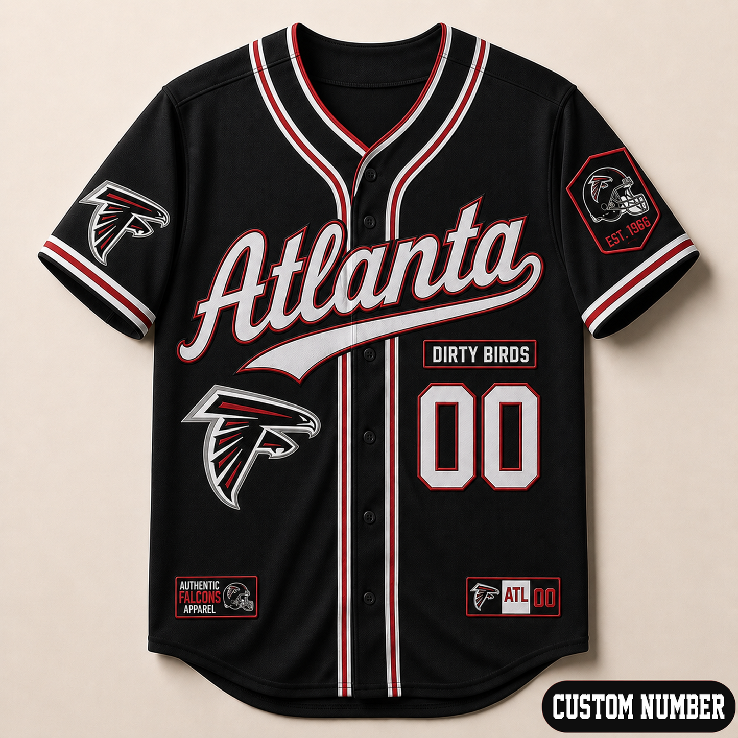 Custom NFL x ATL Baseball Jersey Shirt