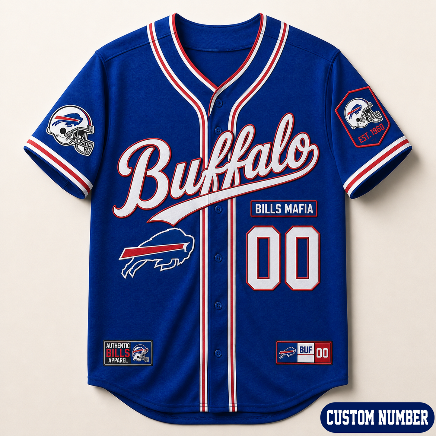 Custom NFL x BUF Baseball Jersey Shirt