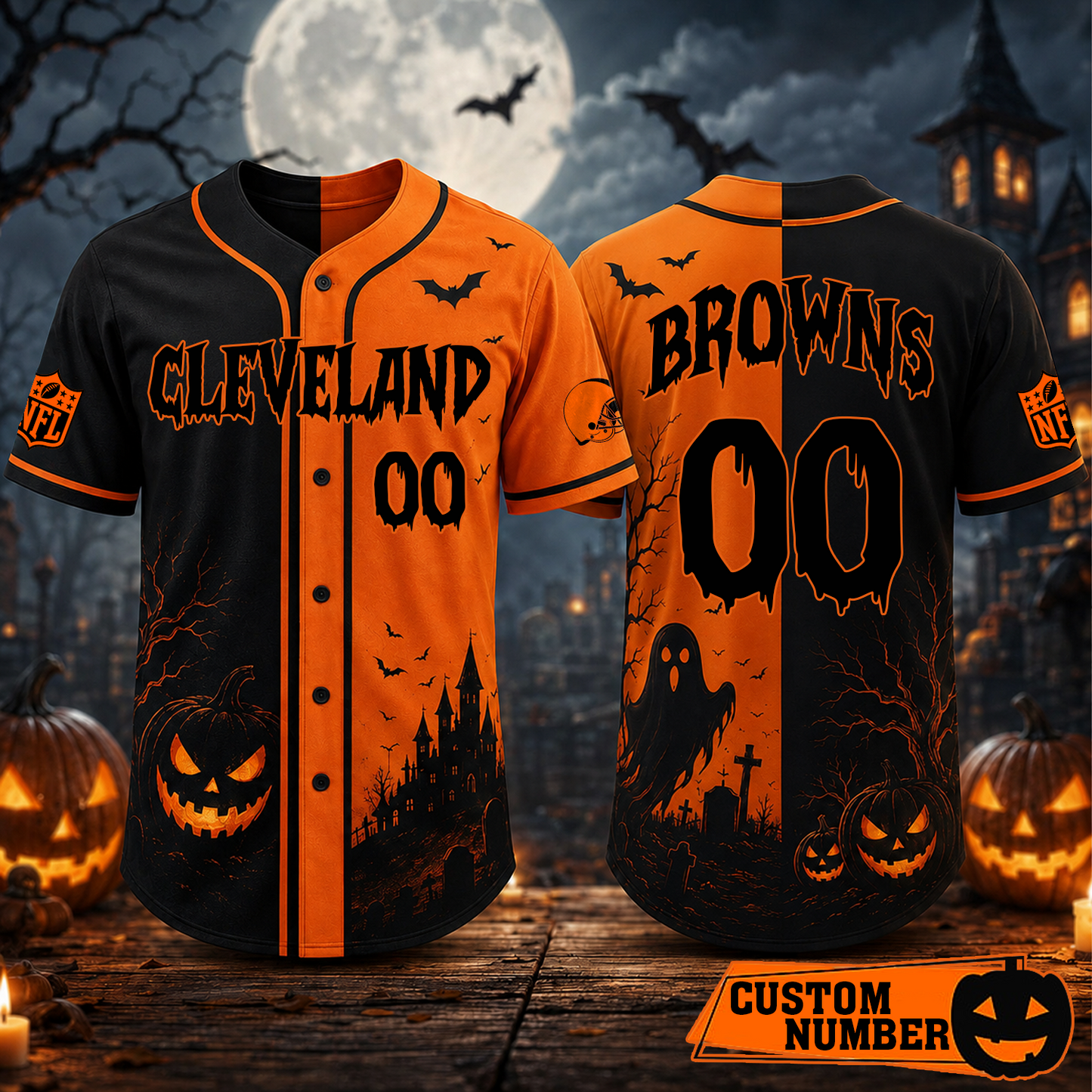 Custom NFL x CLE Season Baseball Jersey