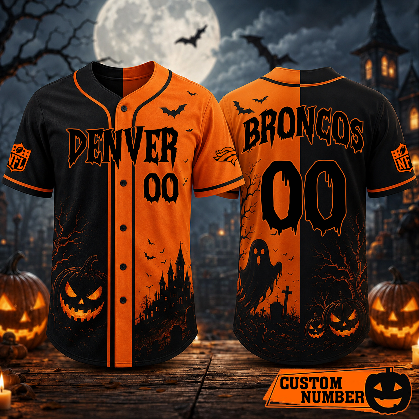 Custom NFL x DEN Season Baseball Jersey