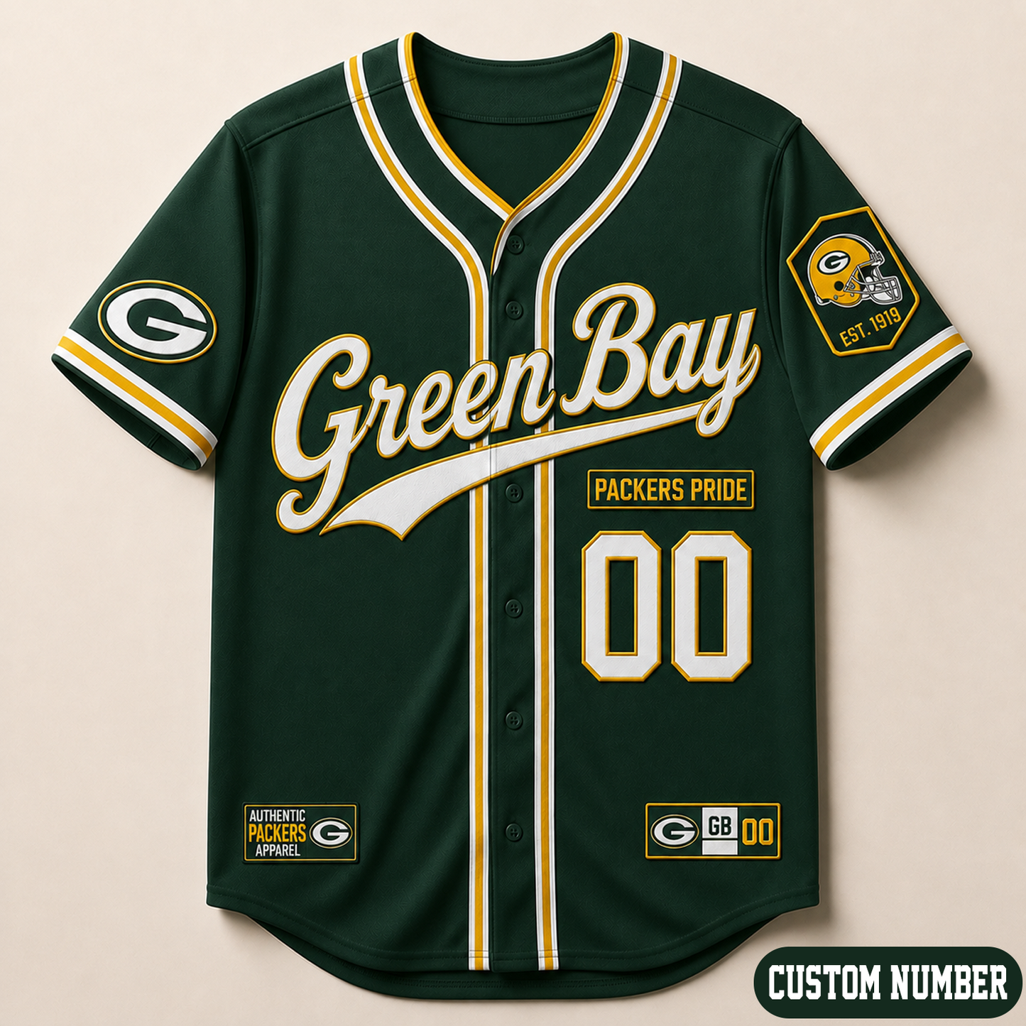 Custom NFL x GB Baseball Jersey Shirt