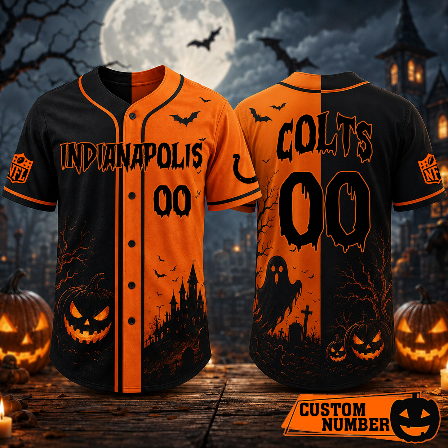 Custom NFL x IND Season Baseball Jersey