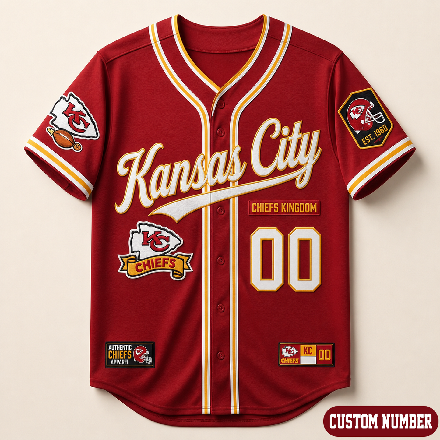 Custom NFL x KCC Baseball Jersey Shirt