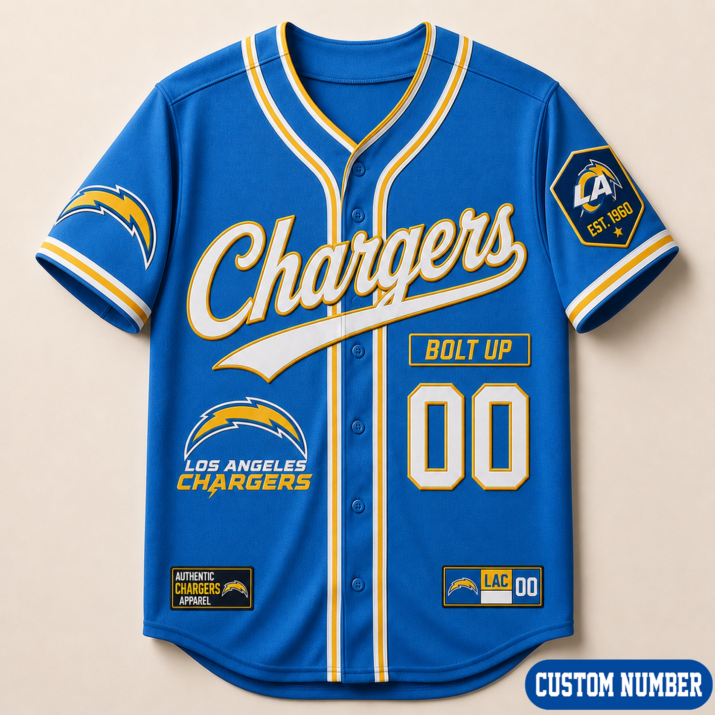 Custom NFL x LAC Baseball Jersey Shirt