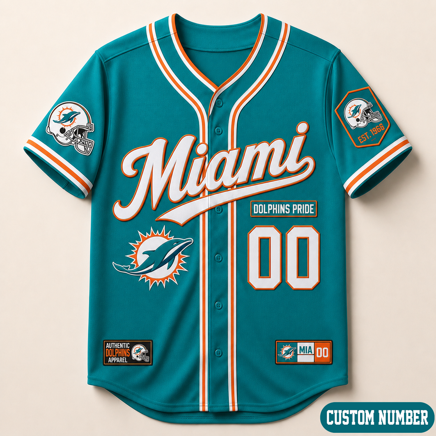 Custom NFL x MIA Baseball Jersey Shirt