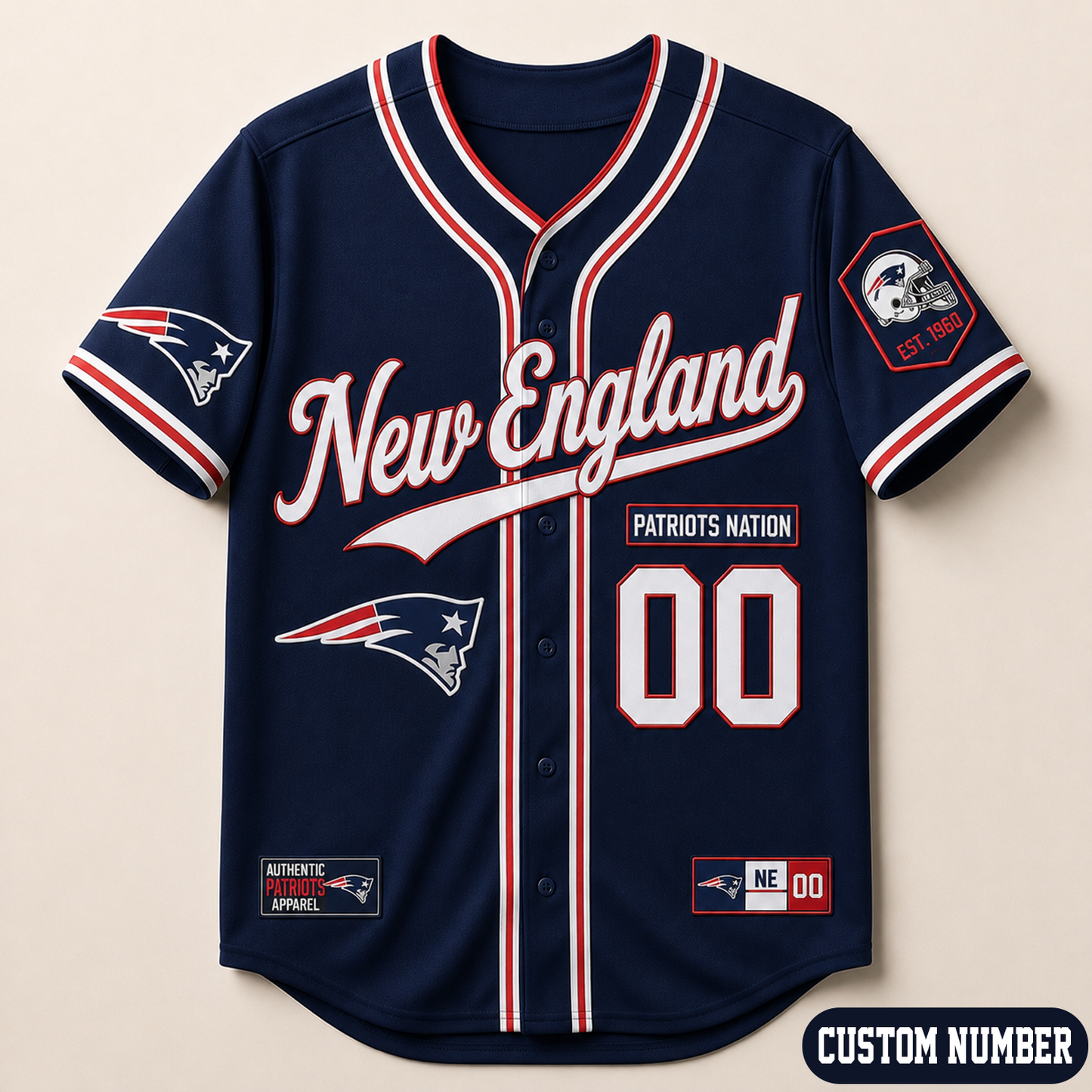 Custom NFL x NEP Baseball Jersey Shirt