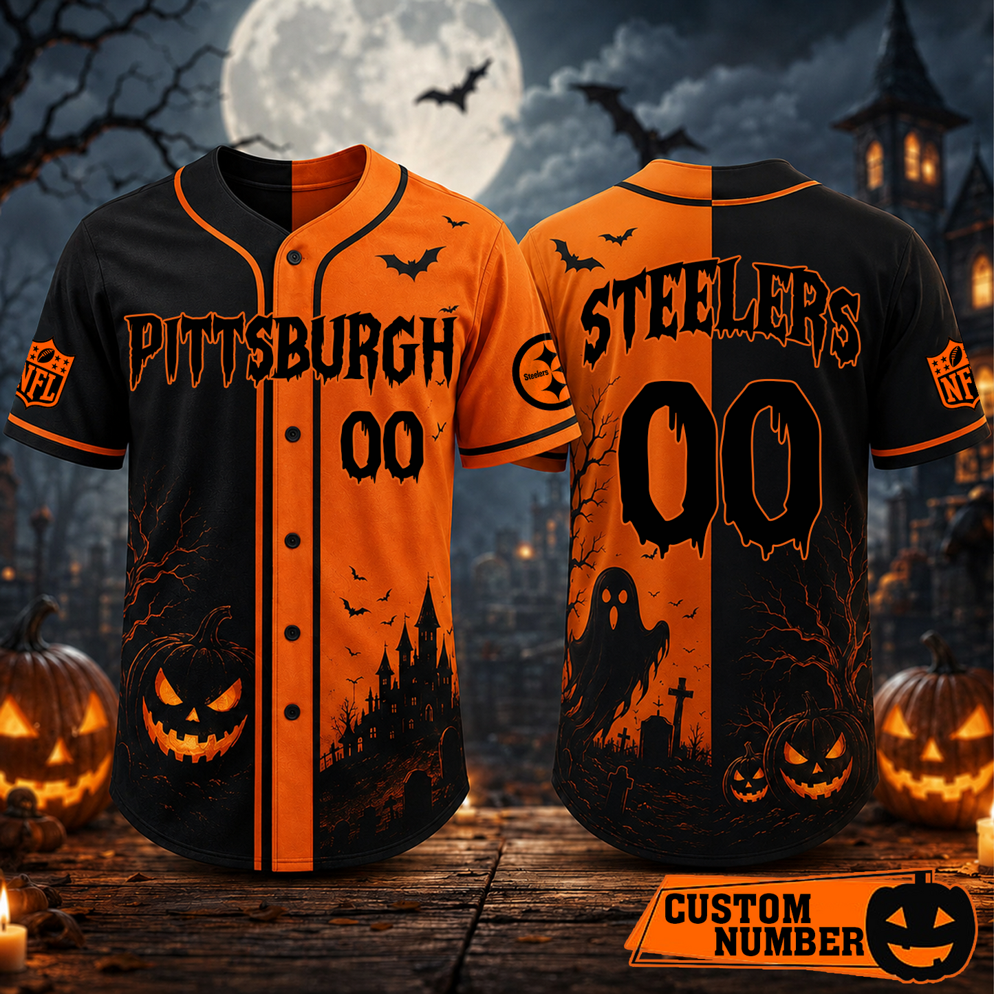 Custom NFL x PIT Season Baseball Jersey