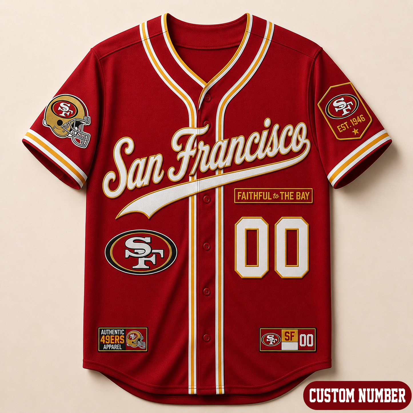 Custom NFL x SF Baseball Jersey Shirt