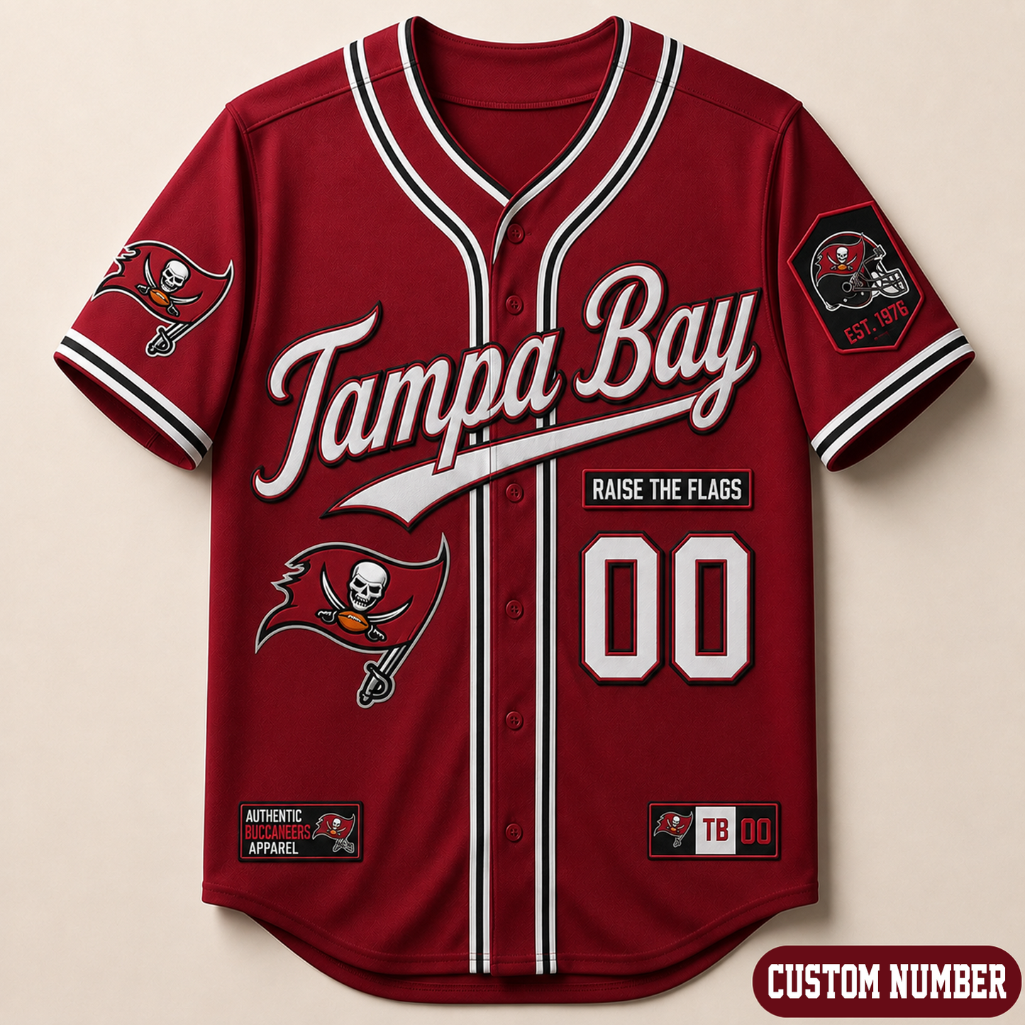 Custom NFL x TB Baseball Jersey Shirt