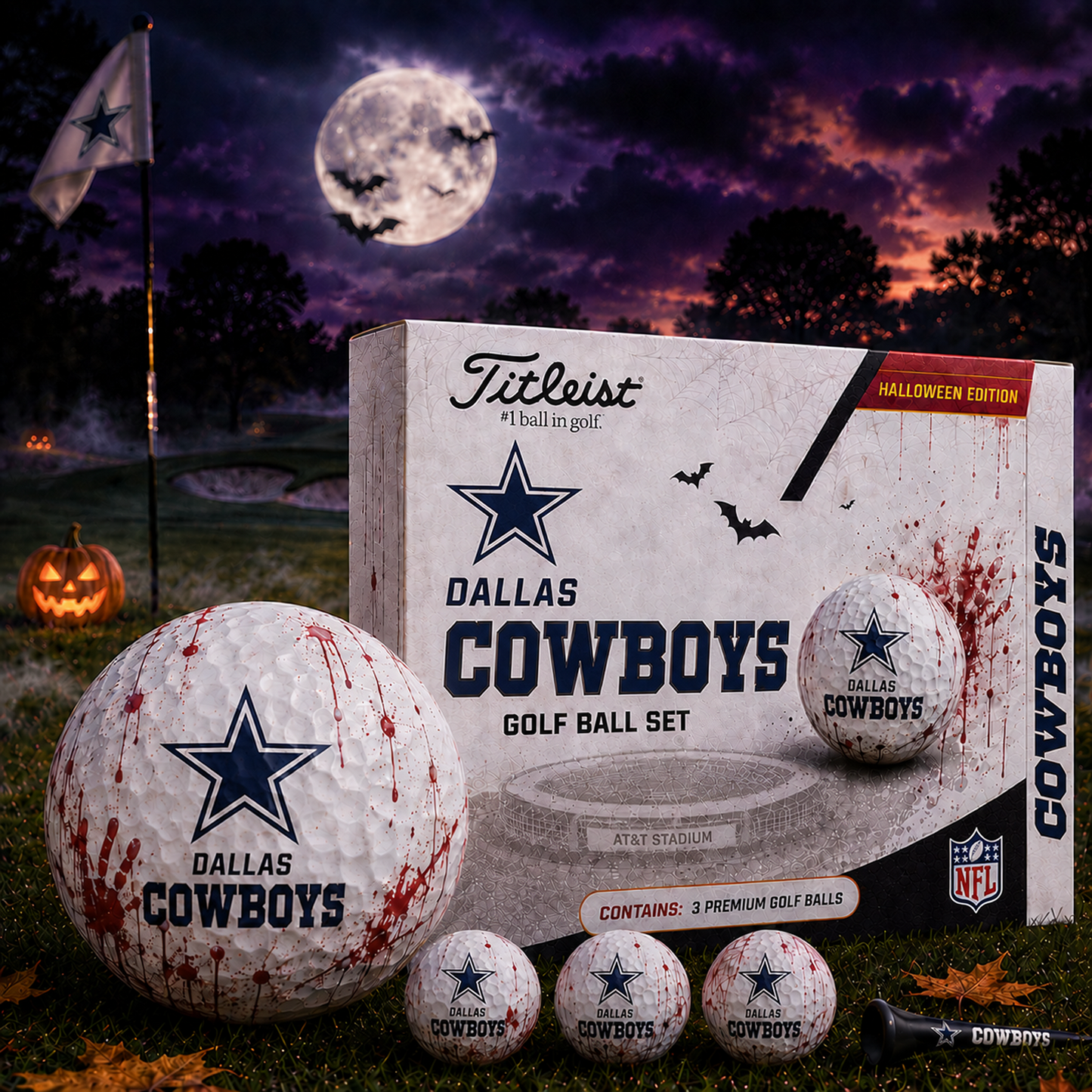 DAL x NFL Halloween Edition Golf Ball Set 3 Premium Golf Balls