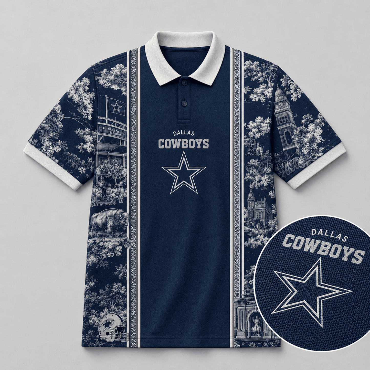 DAL x NFL Heritage Cityscape Polo Shirt for Loyal Fans
