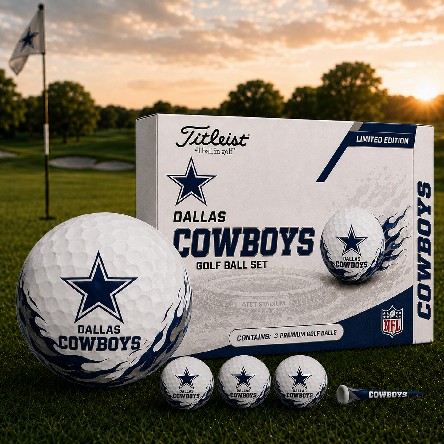 DAL x NFL Inspired Golf Ball Set 3 Premium Golf Balls