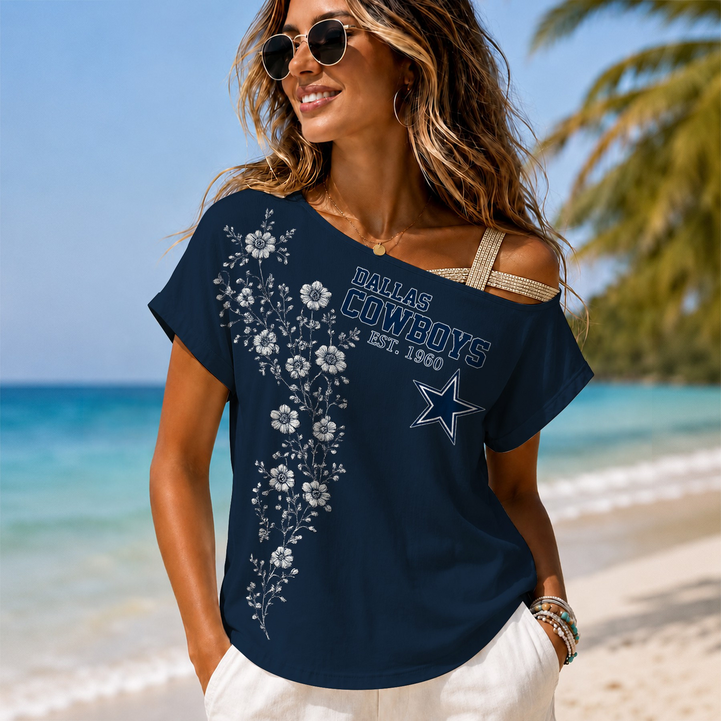 DAL x NFL Slouchy Off-Shoulder T-Shirt