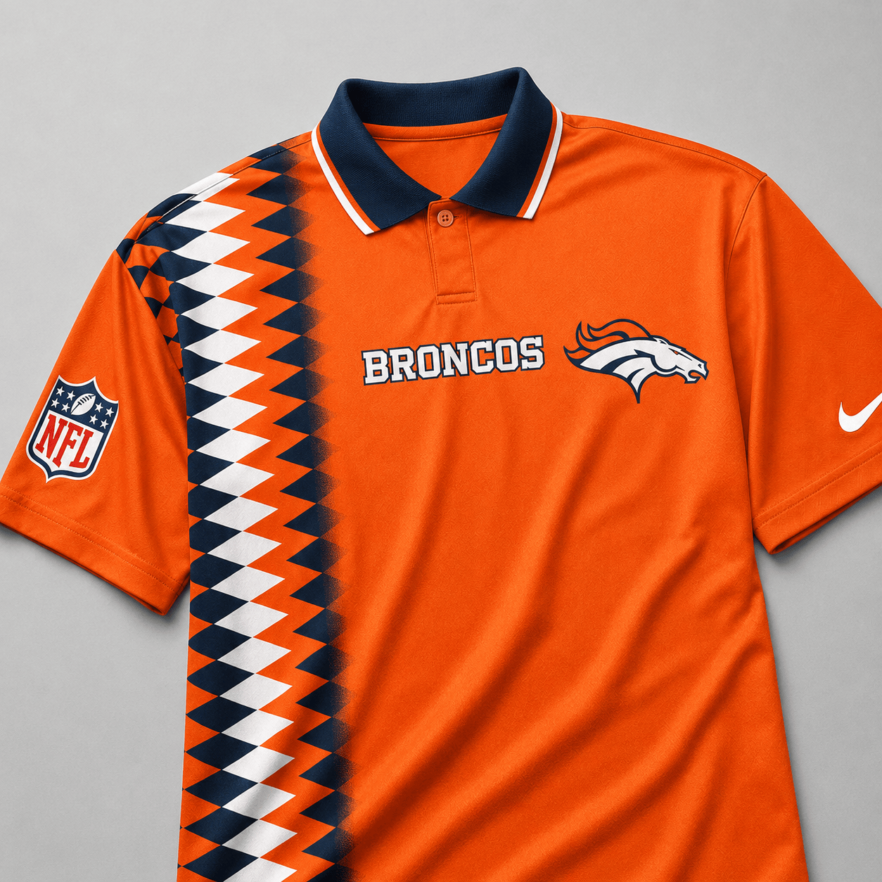 DB Premium NFL Men’s Sporty Zigzag Stripe Polo Shirt