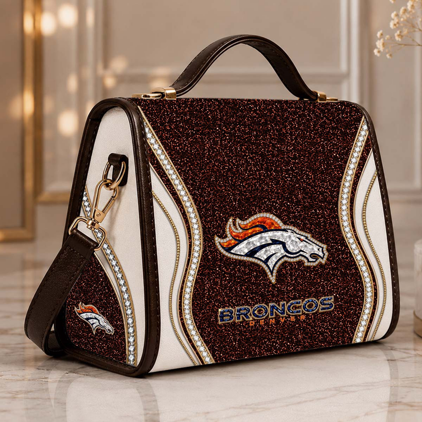 DEN x NFL Glitter Leather Handbag