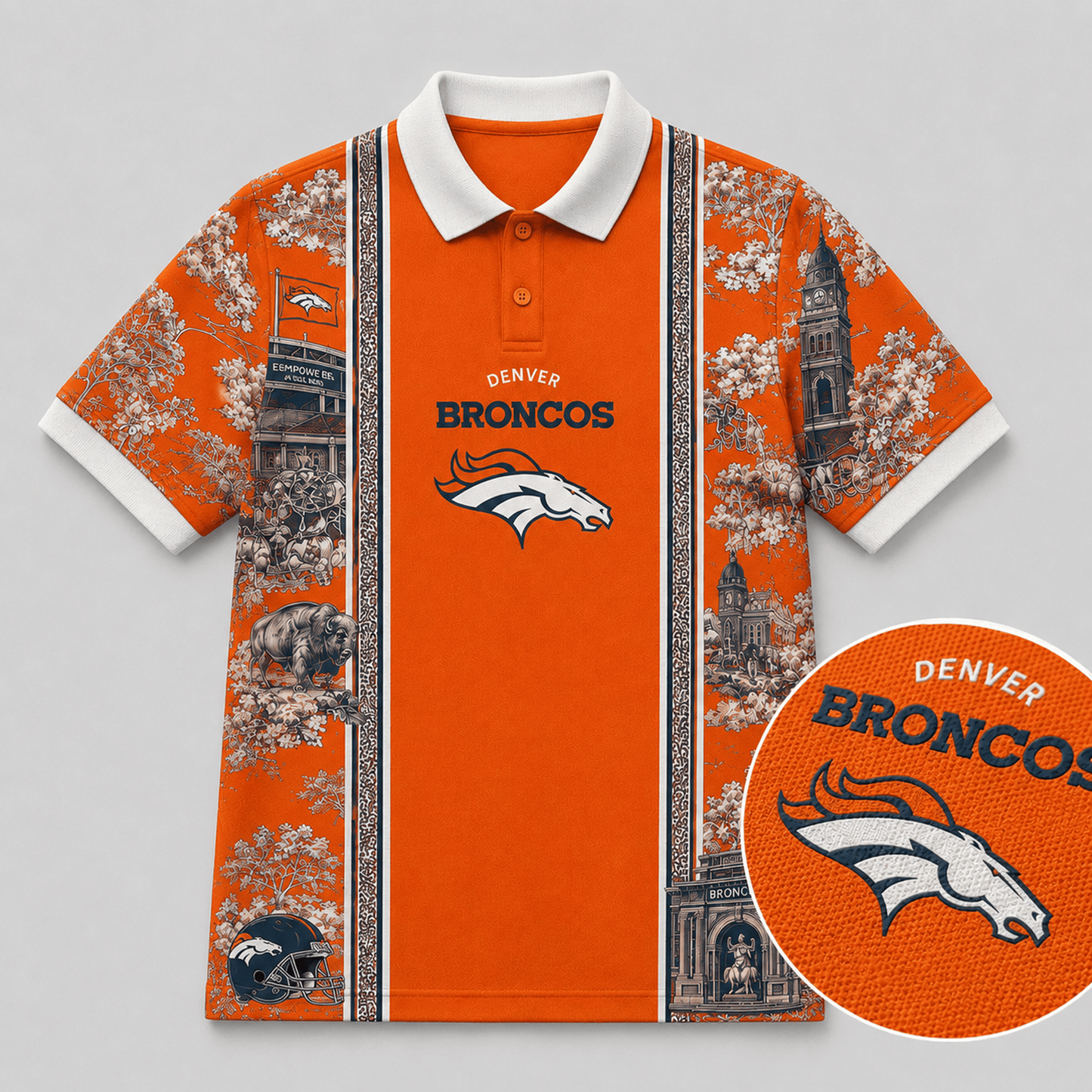 DEN x NFL Heritage Cityscape Polo Shirt for Loyal Fans
