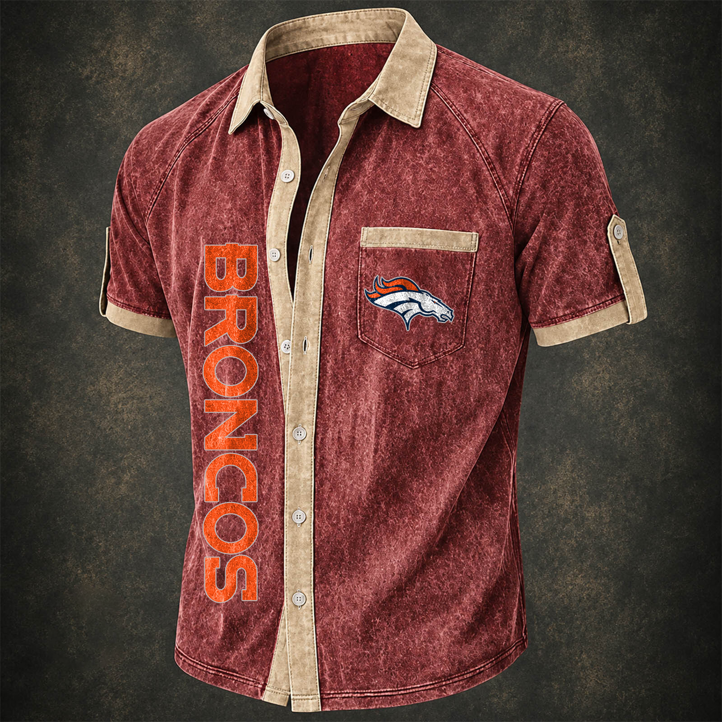 DEN x NFL Short-Sleeve Button-Up Sports Shirt