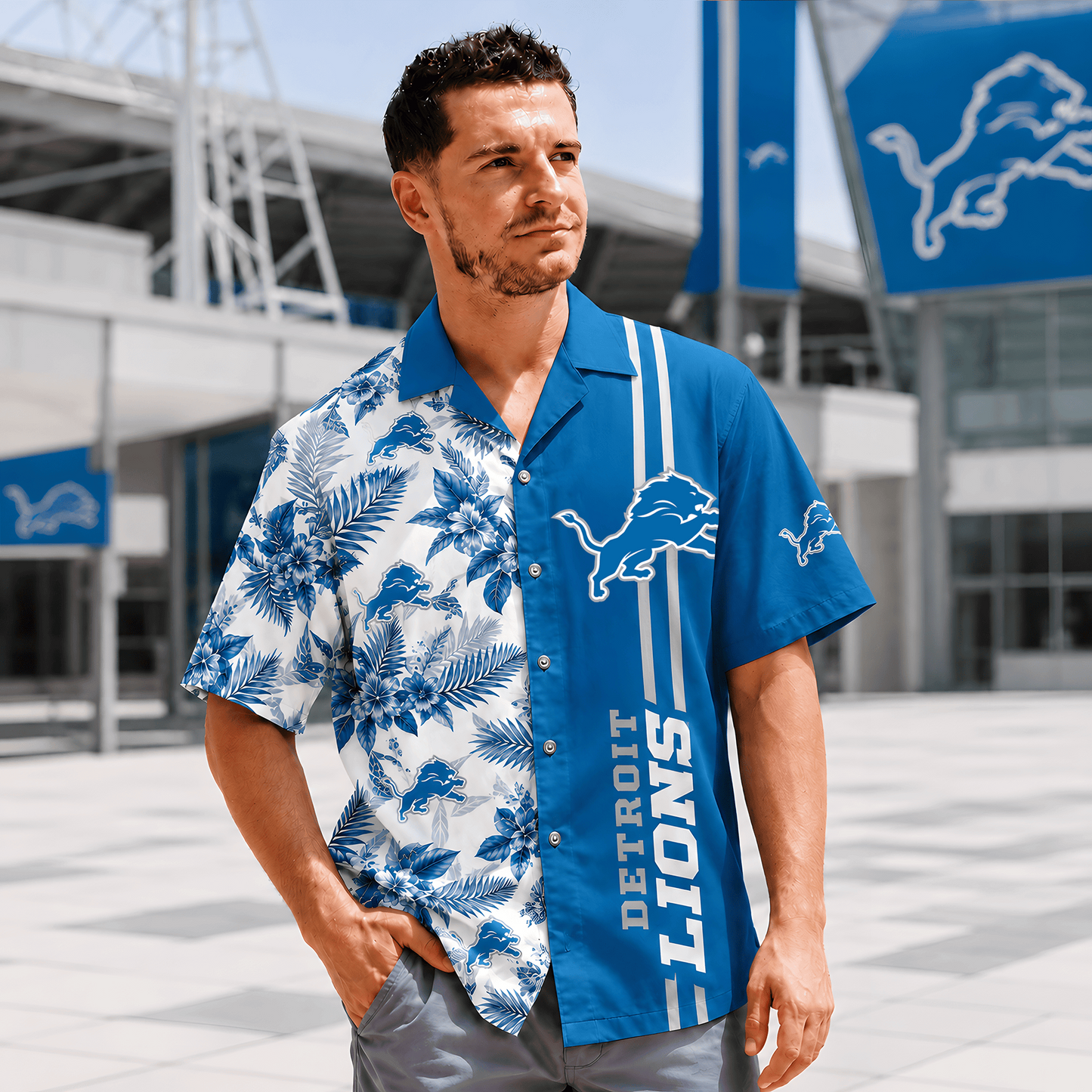 DET x NFL Gridiron Paradise Hawaiian Shirt 2107
