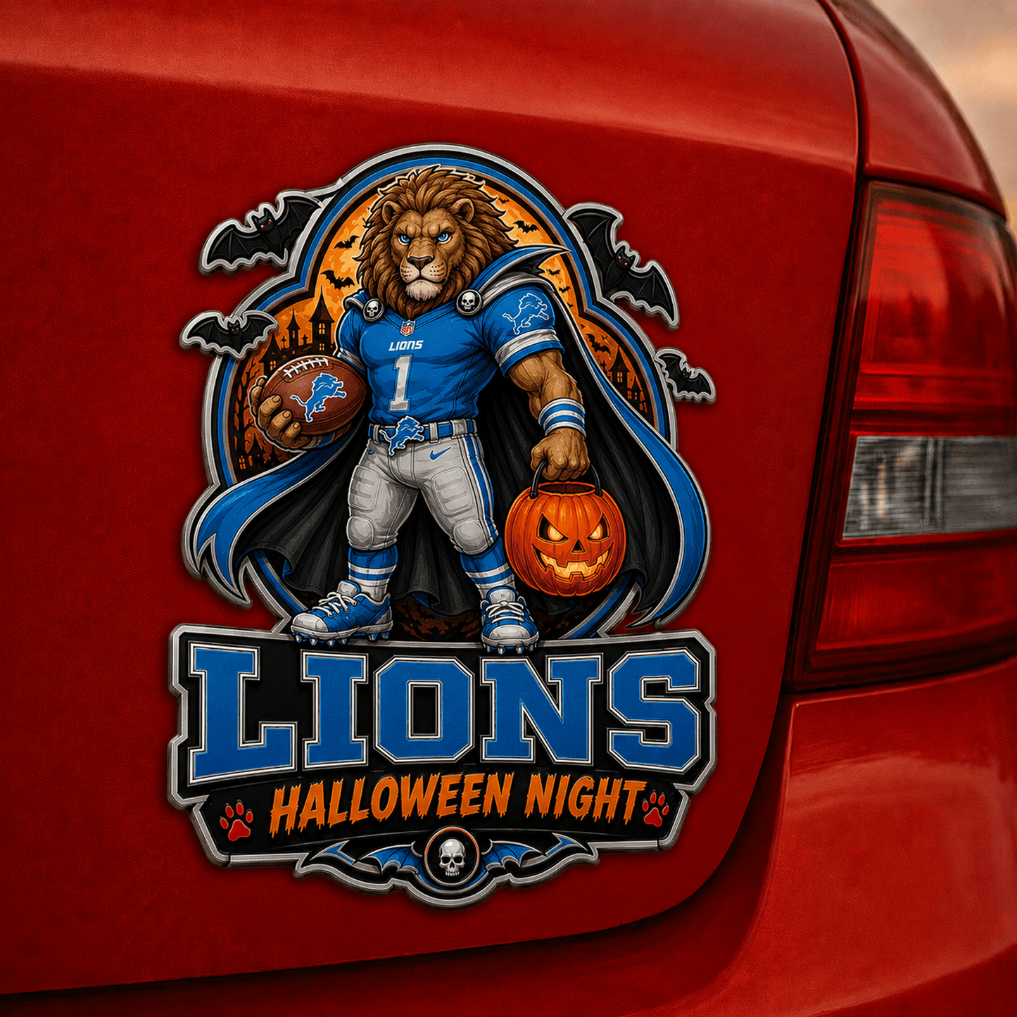 DET x NFL Halloween Edition Car Namge Badge