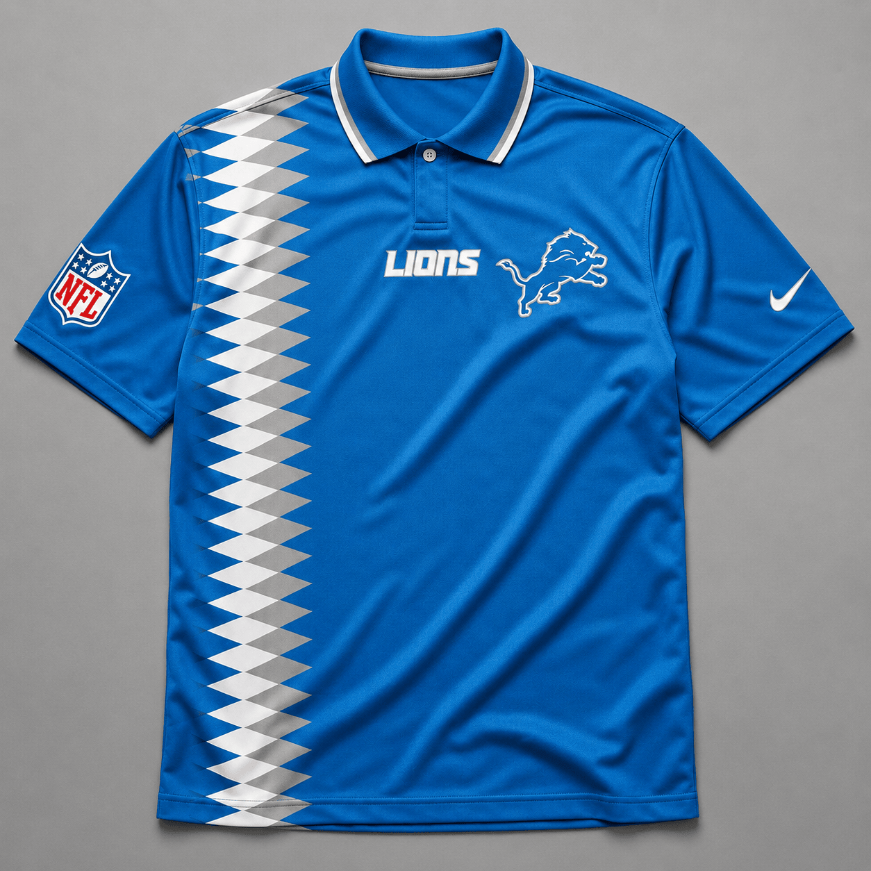 DL Premium NFL Men’s Sporty Zigzag Stripe Polo Shirt