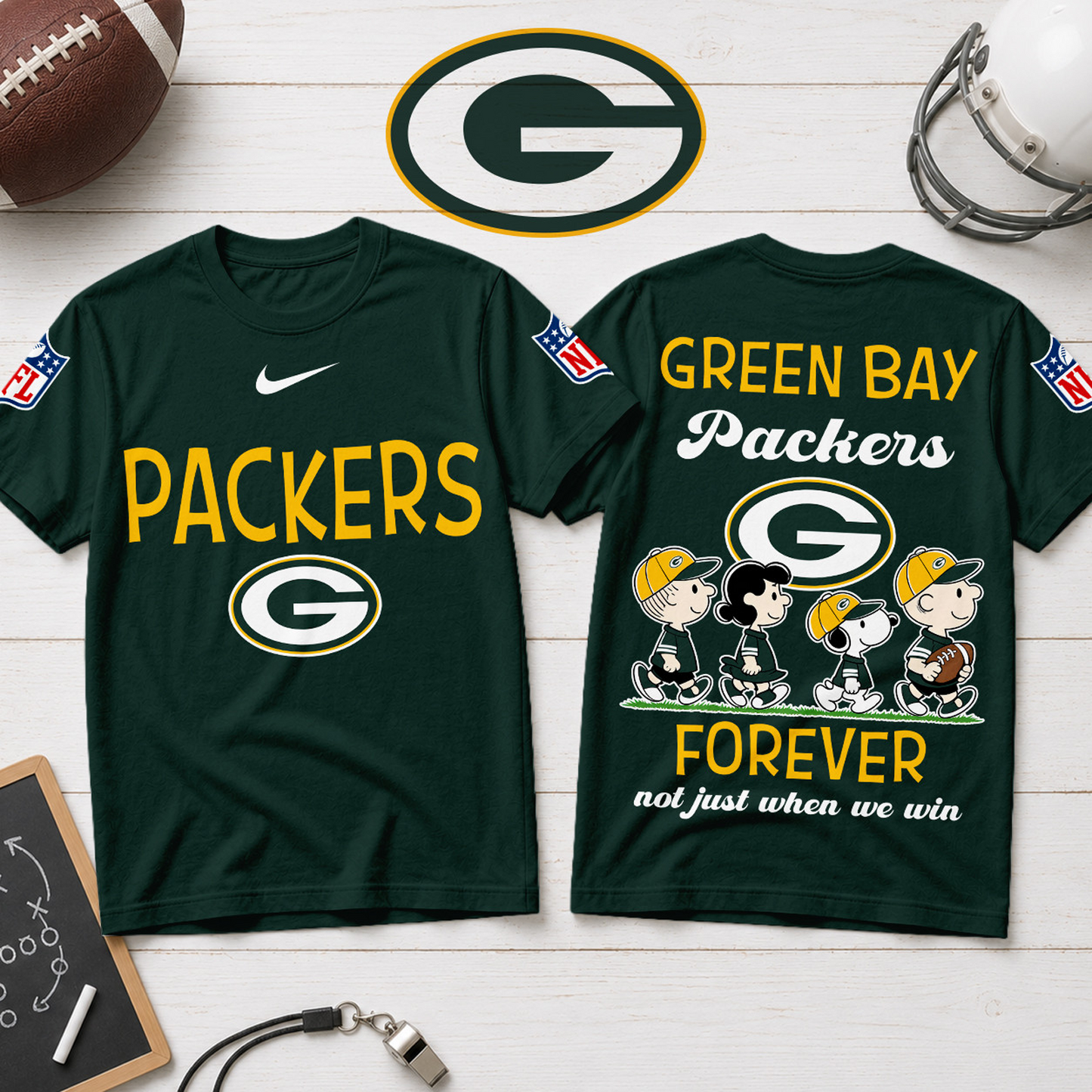 GB x NFL Forever ƒ?? Peanuts Football Fan 3D Shirt 2007