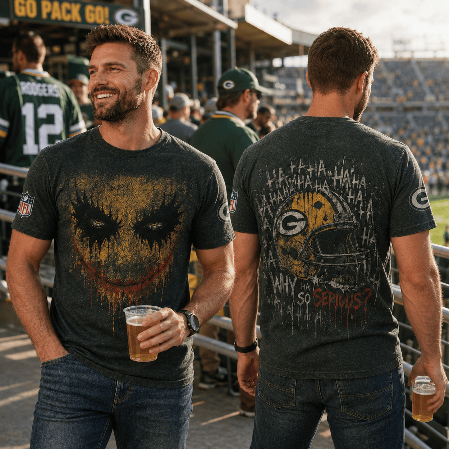 GB x NFL Premium Joker 3D T-Shirt For Football Fans Loving Dark Aesthetic