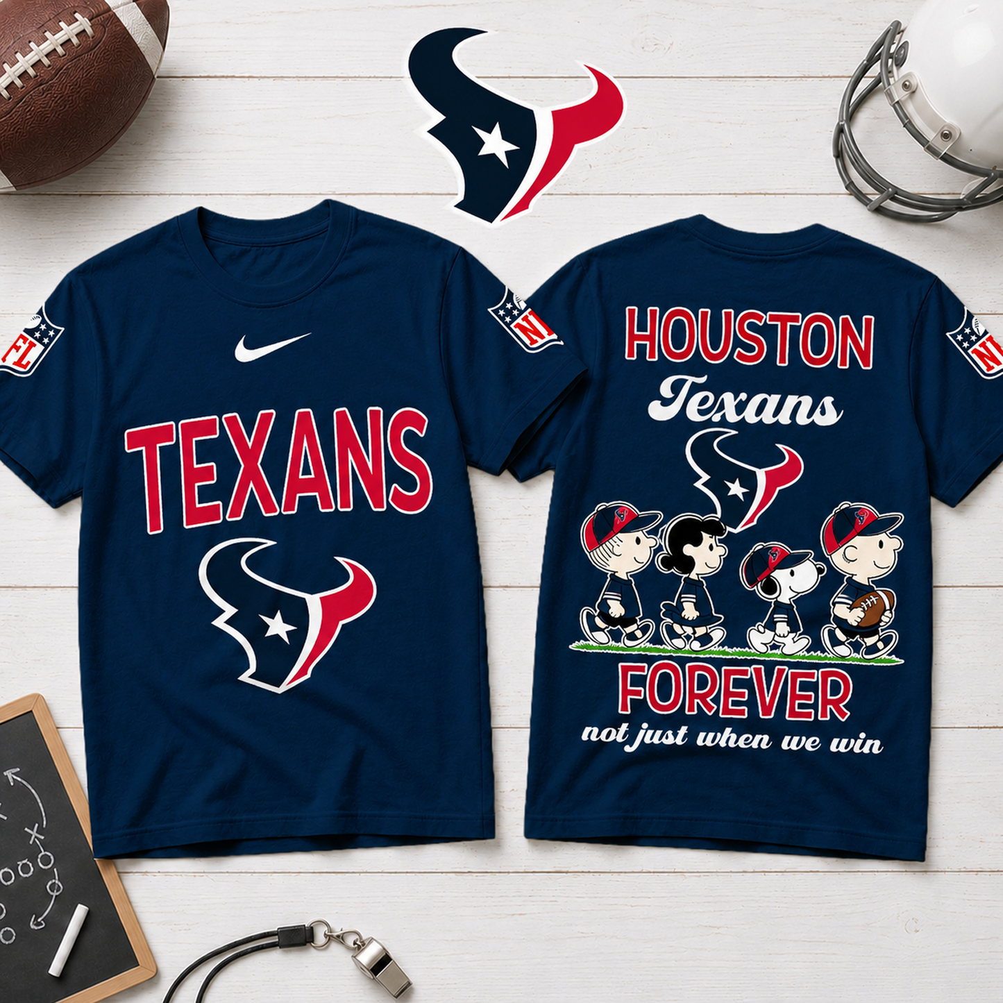 HOU x NFL Forever ƒ?? Peanuts Football Fan 3D Shirt 2007