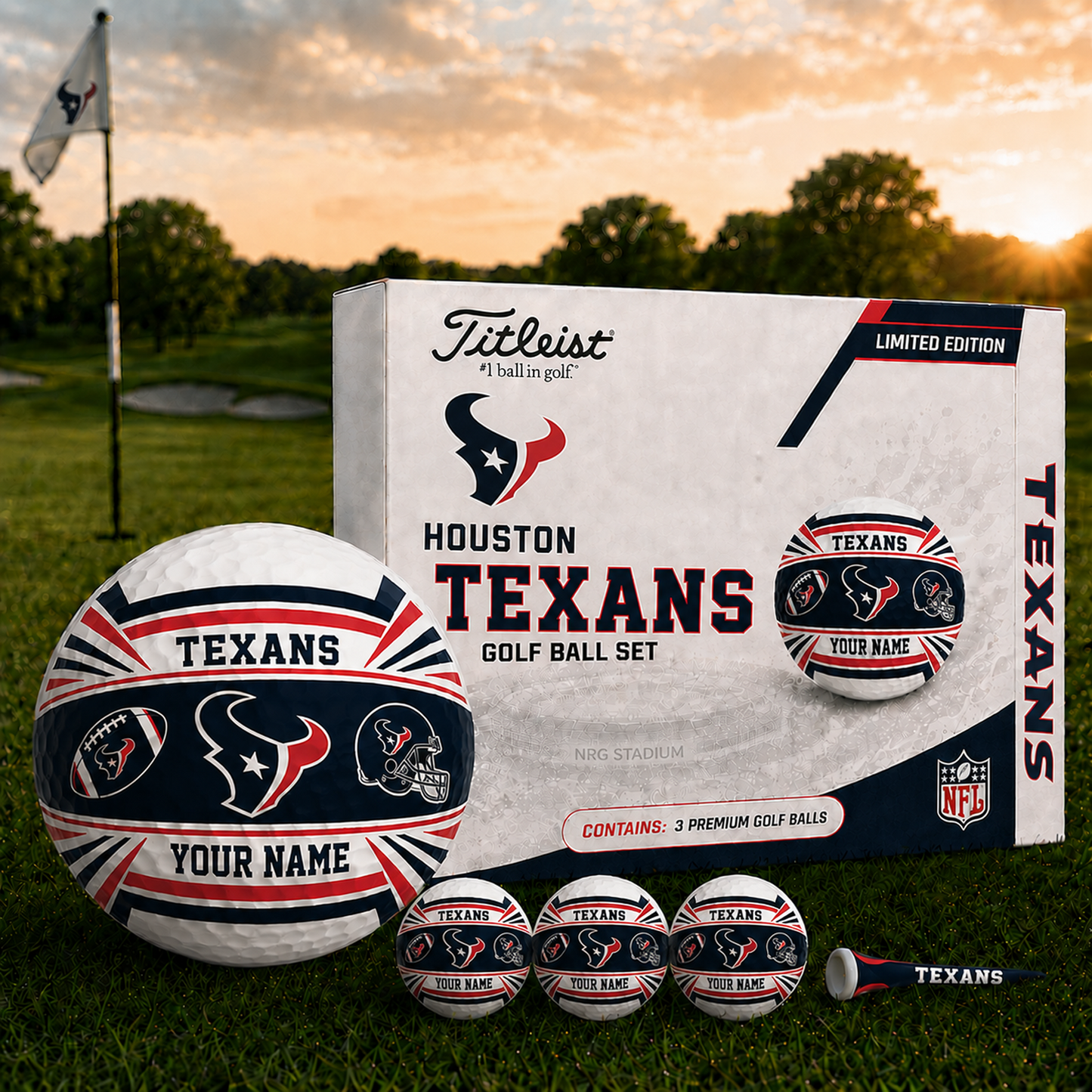 HOU x NFL Inspired Golf Ball Set 3 Premium Golf Balls V2