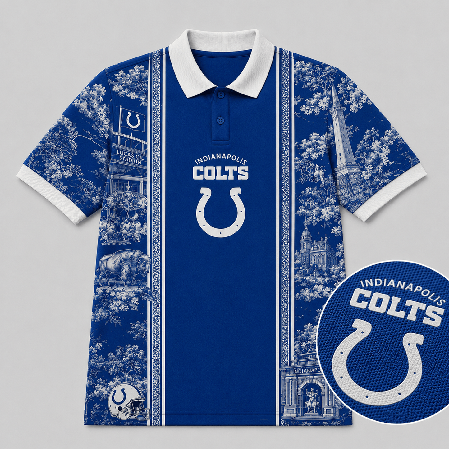 IND x NFL Heritage Cityscape Polo Shirt for Loyal Fans