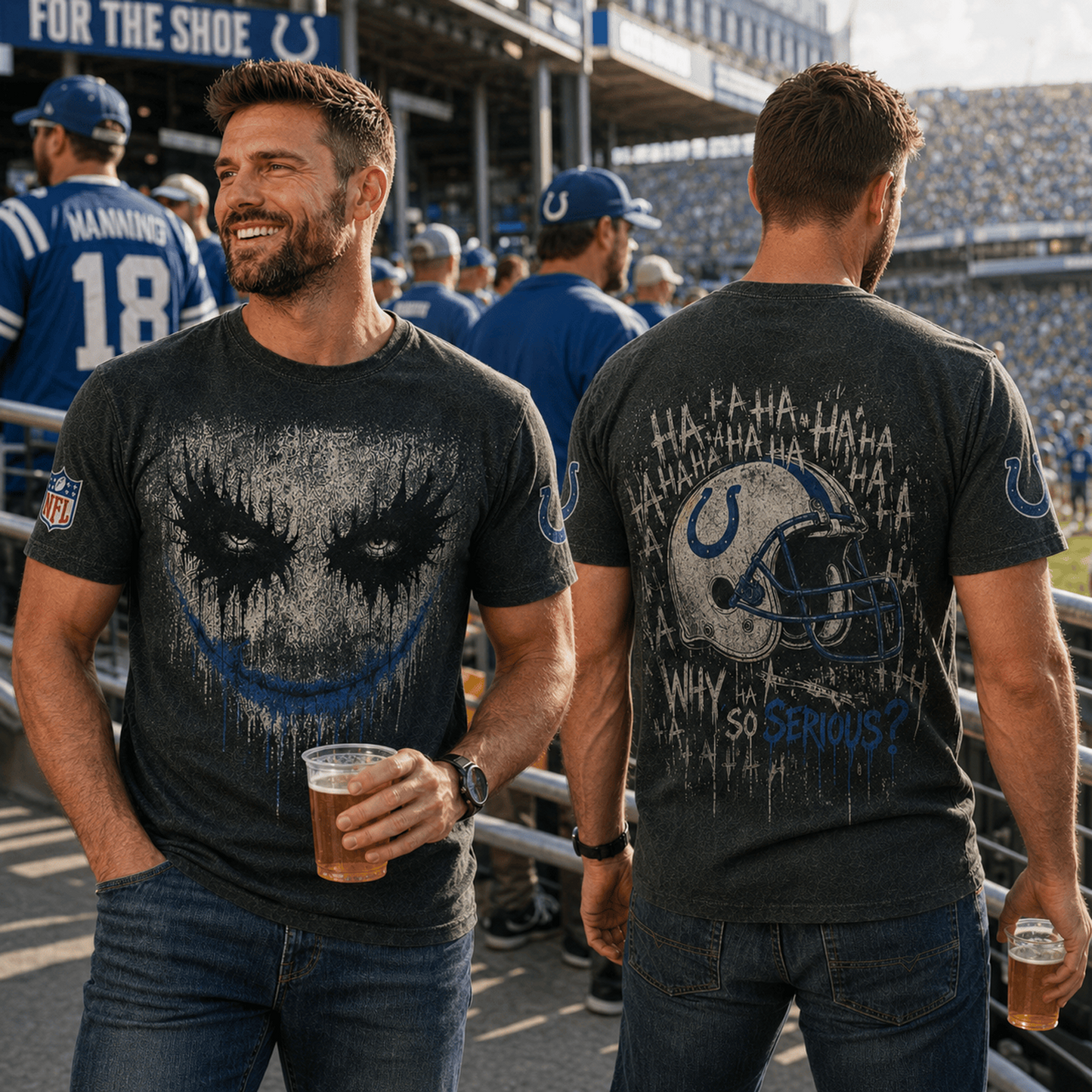 IND x NFL Premium Joker 3D T-Shirt For Football Fans Loving Dark Aesthetic