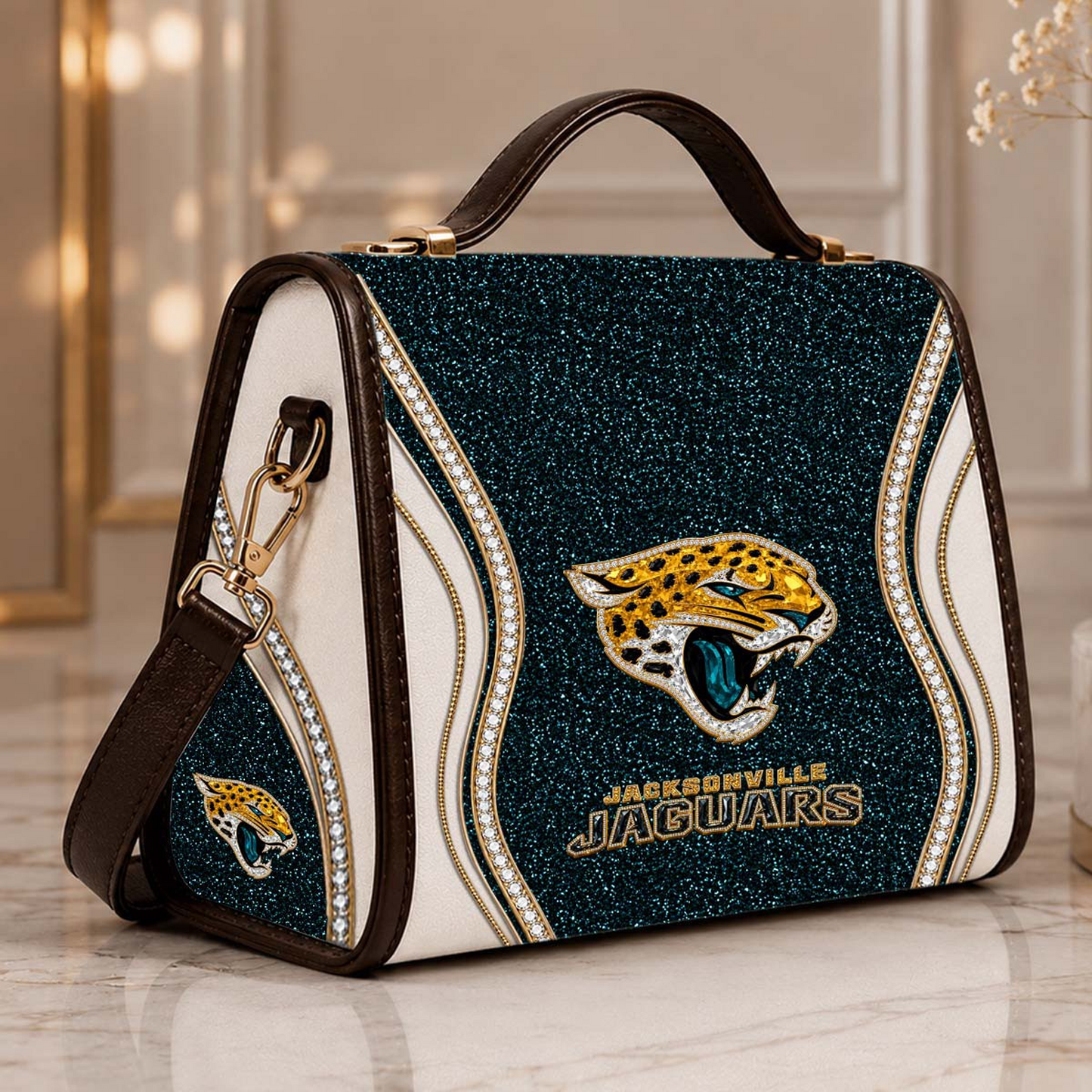 JAC x NFL Glitter Leather Handbag