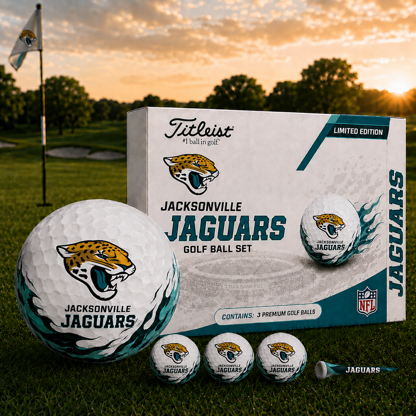JAC x NFL Inspired Golf Ball Set 3 Premium Golf Balls
