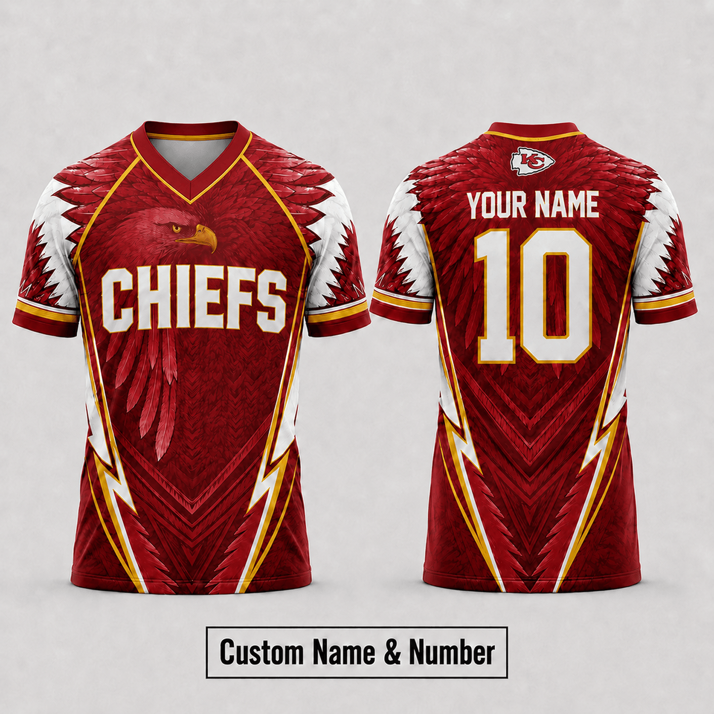 KC x NFL Premium Custom Name And Number Jersey For Fierce Football Fans