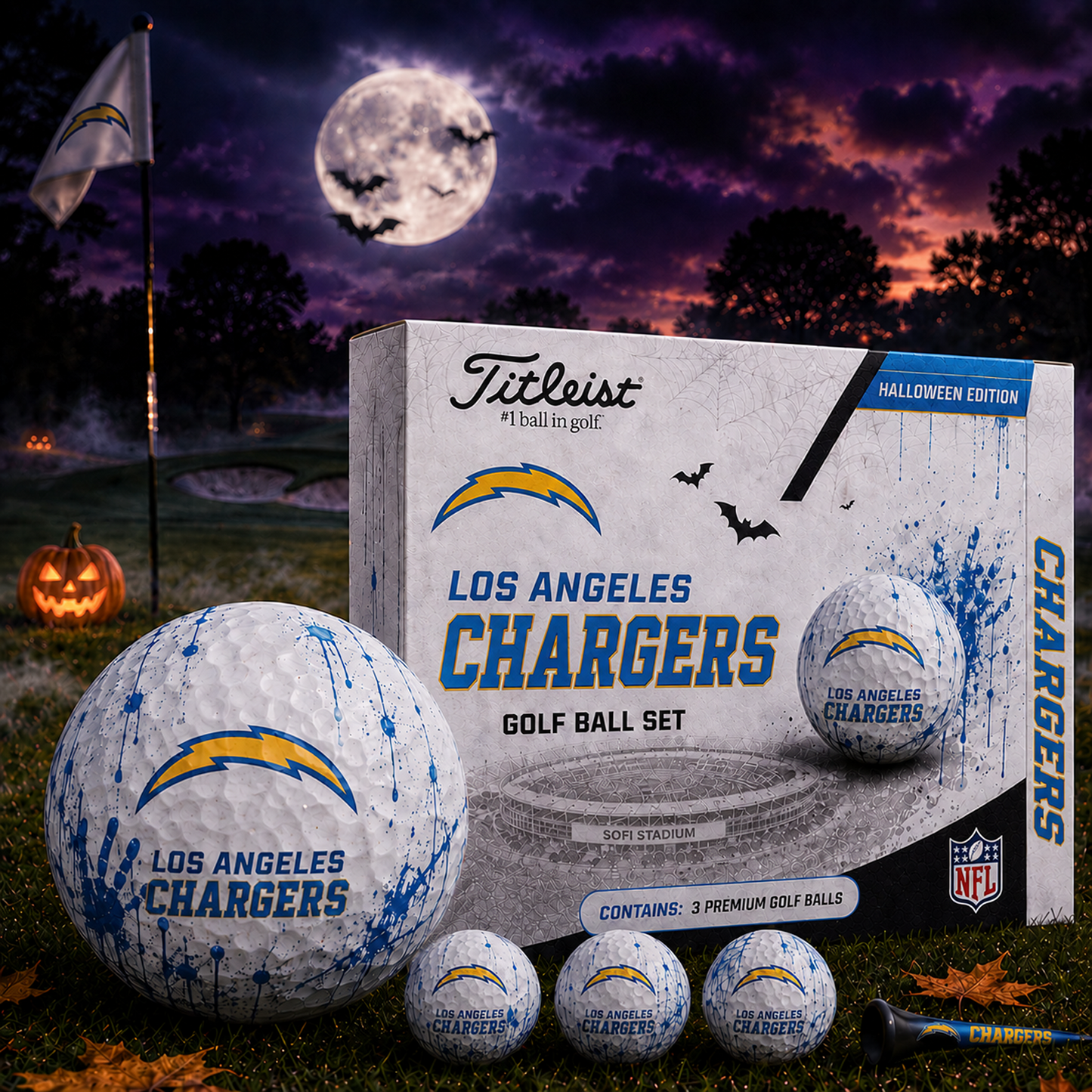 LAC x NFL Halloween Edition Golf Ball Set 3 Premium Golf Balls