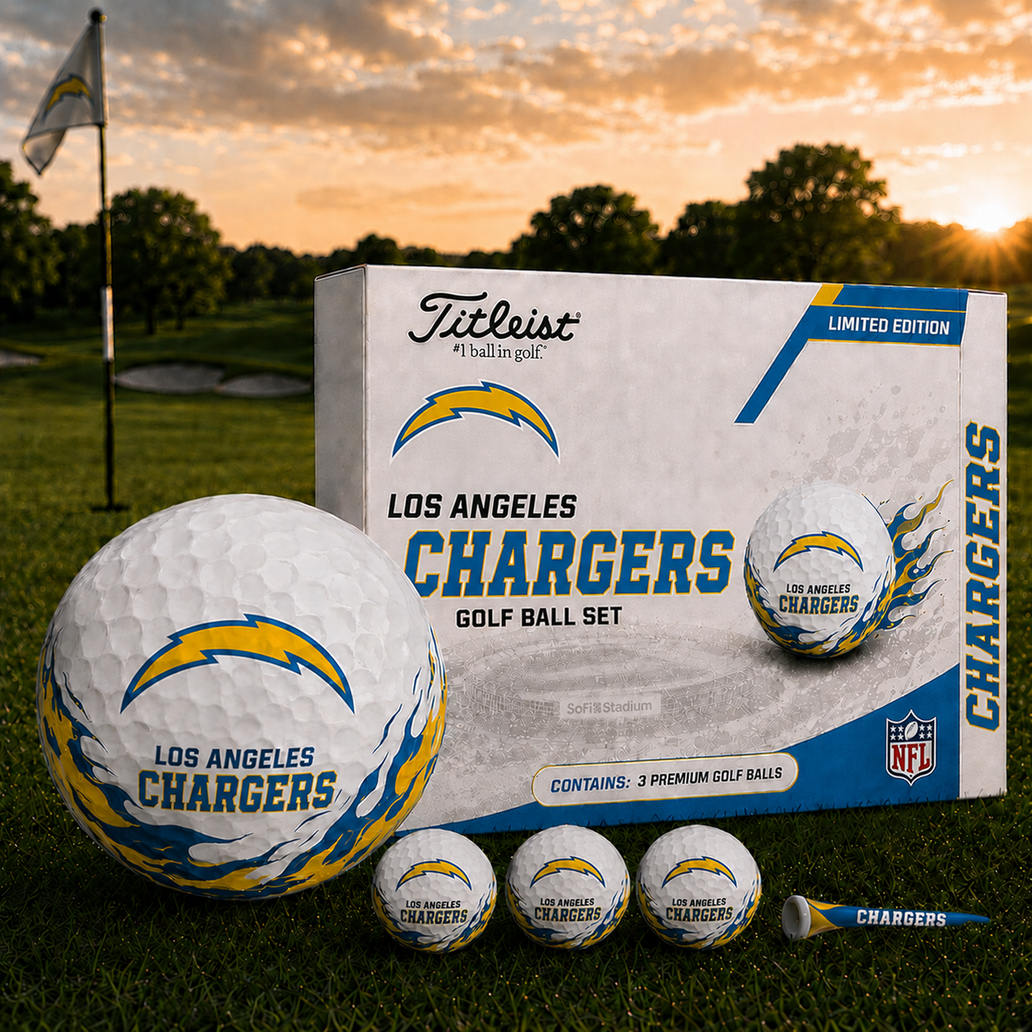 LAC x NFL Inspired Golf Ball Set 3 Premium Golf Balls