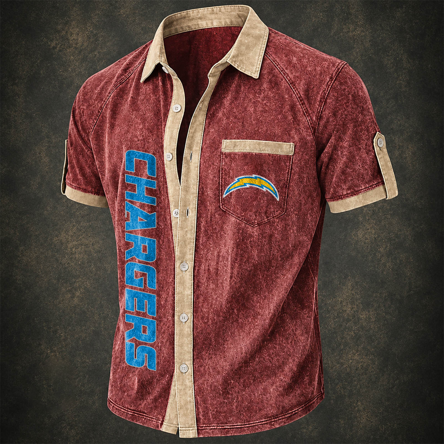 LAC x NFL Short-Sleeve Button-Up Sports Shirt