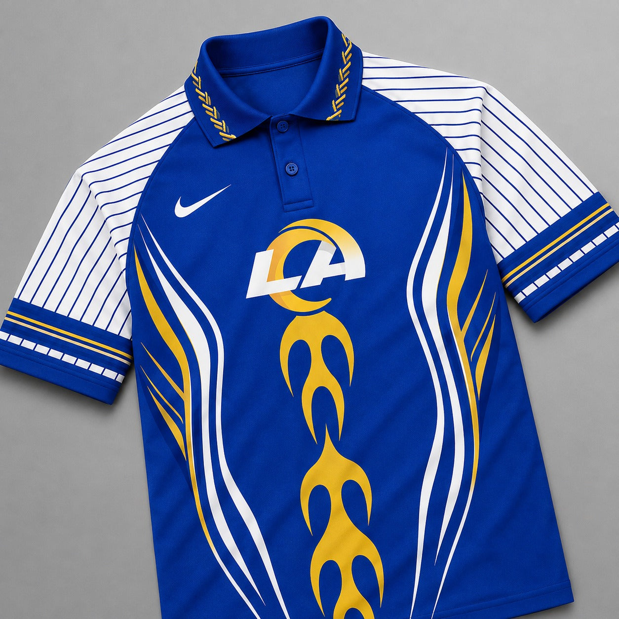LAR Premium NFL Flame Stripe Athletic Polo Shirt